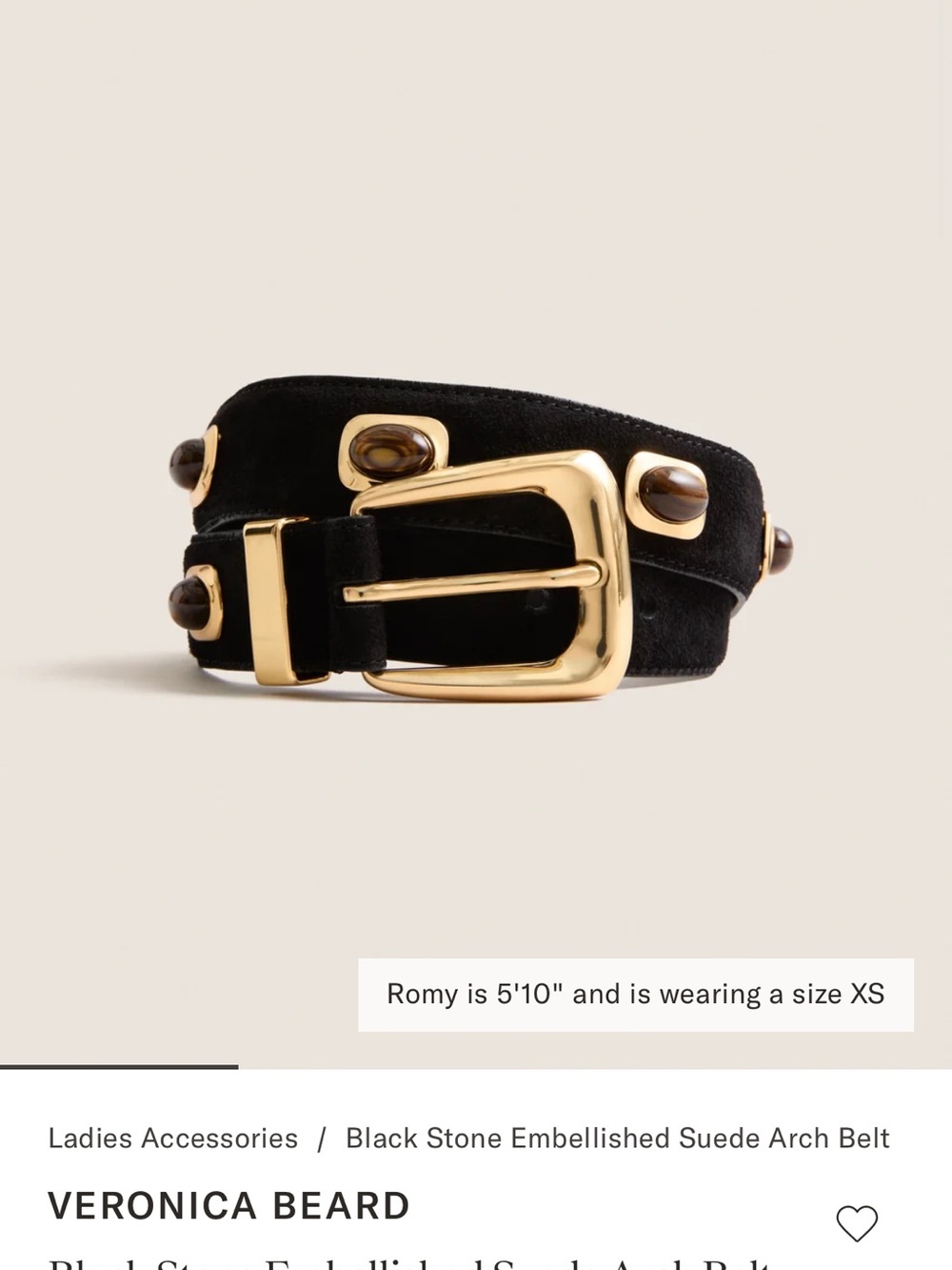 Veronica Beard Black Stone Embellished Suede Arch Belt